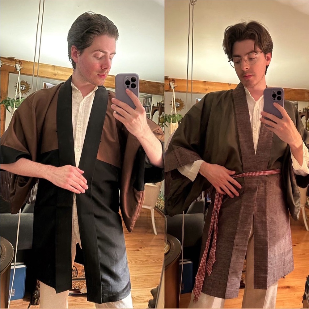 Brown and Black Kimono Jacket